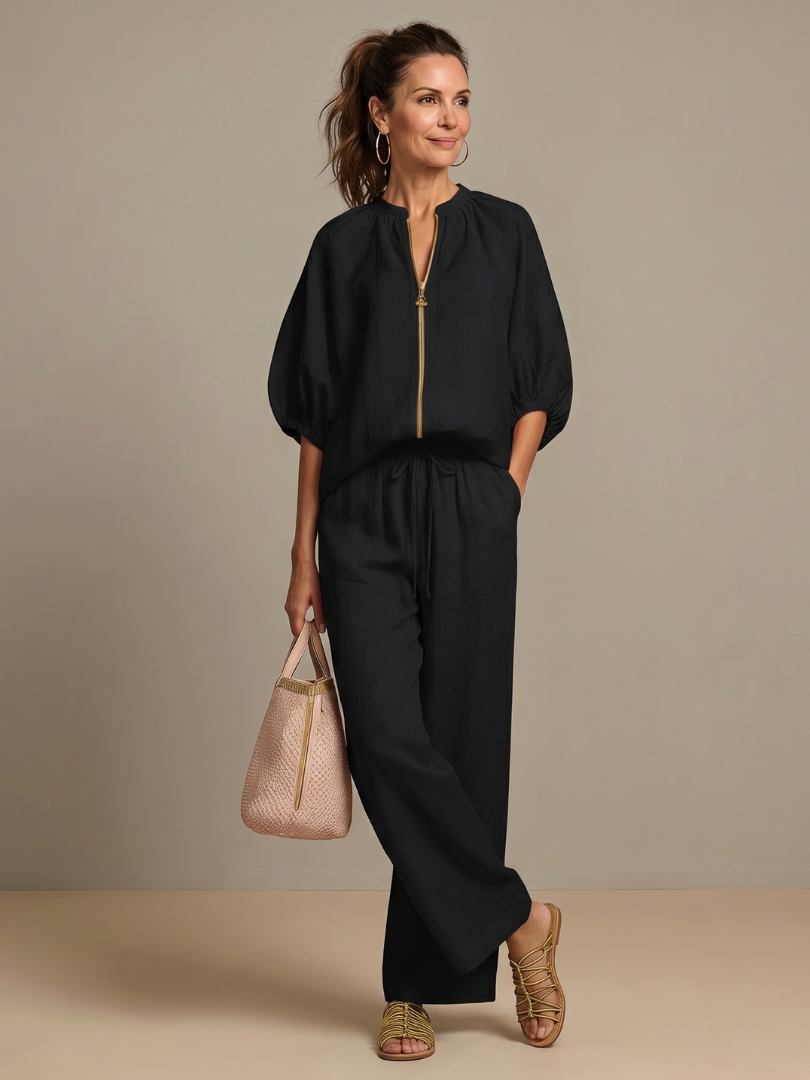Evelyn™ Elegancki Z Szerokimi Nogawkami Set