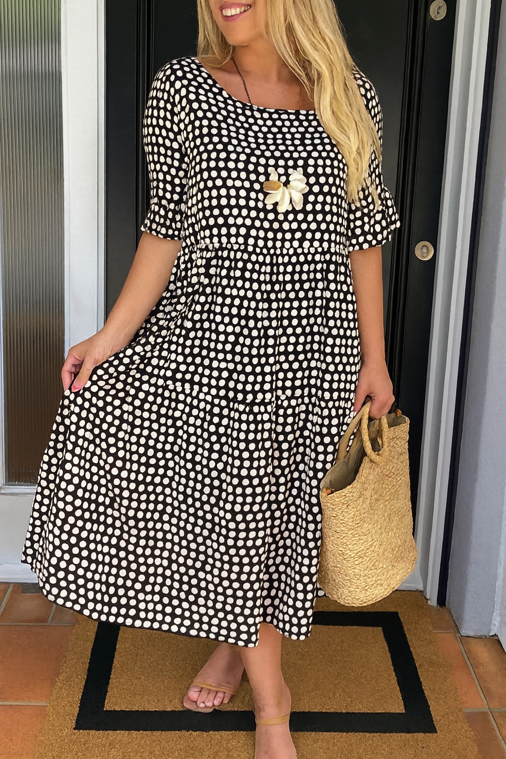 Elowena™ Elegancka W Kropki Sukienka Midi