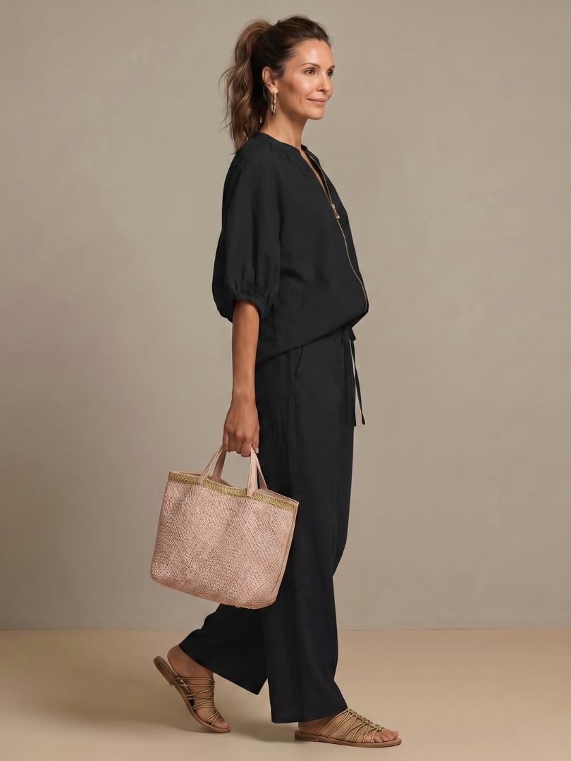 Evelyn™ Elegancki Z Szerokimi Nogawkami Set