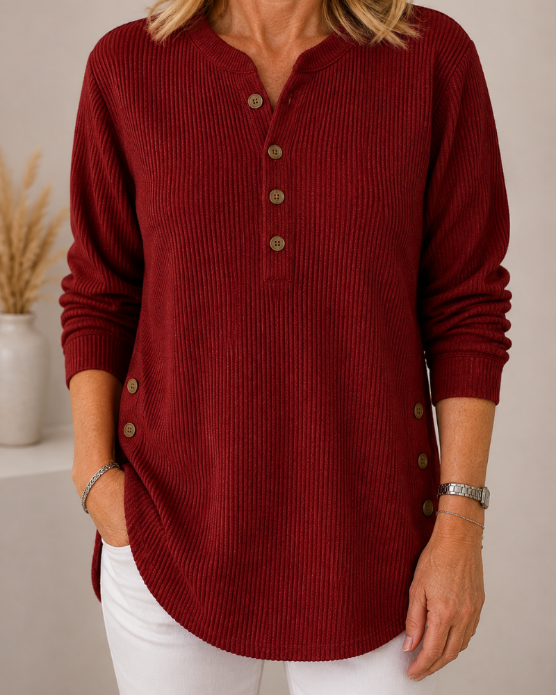 Ione™ Elegancki Prążkowany Dzianinowy Sweter