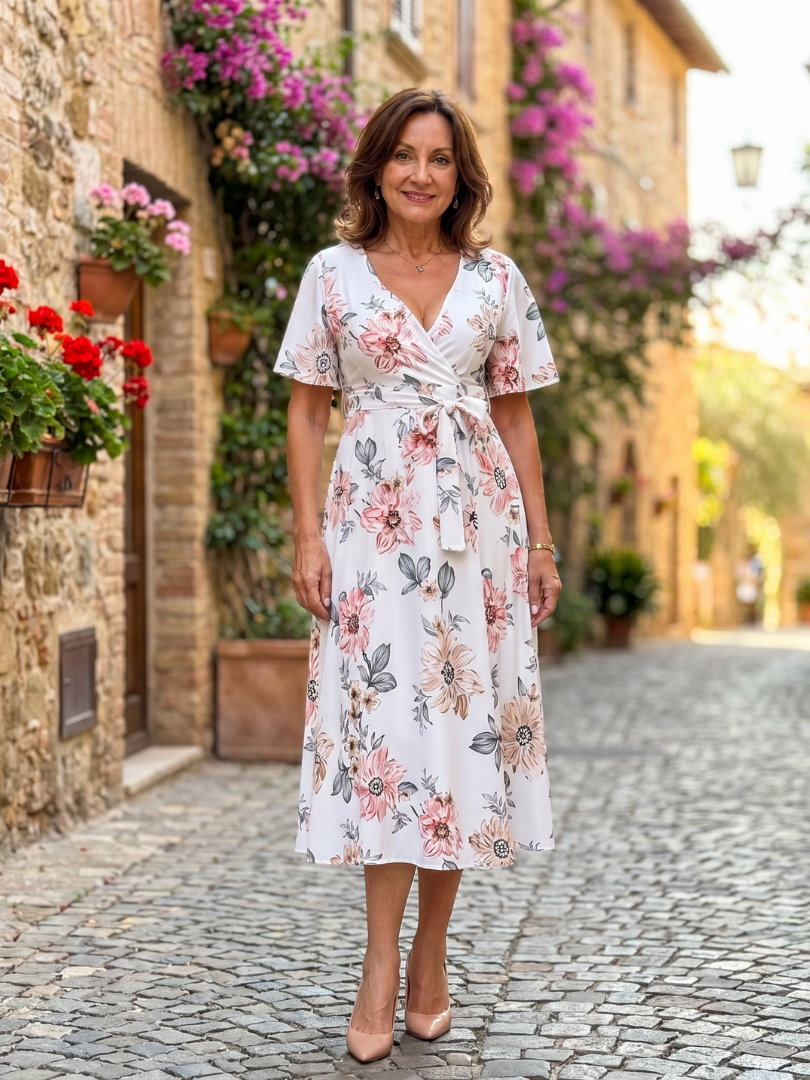 Calista™ Elegancka Kwiatowa Sukienka Midi