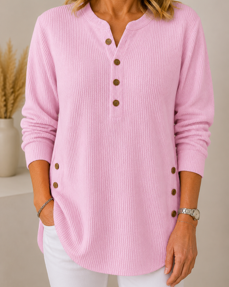 Ione™ Elegancki Prążkowany Dzianinowy Sweter