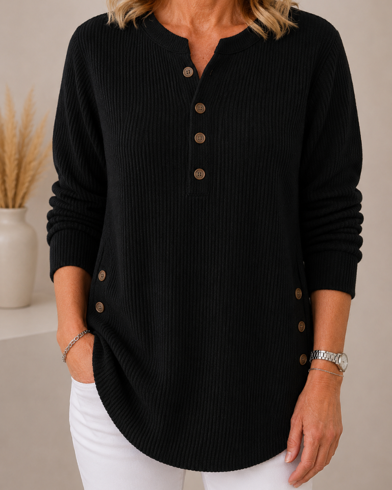 Ione™ Elegancki Prążkowany Dzianinowy Sweter