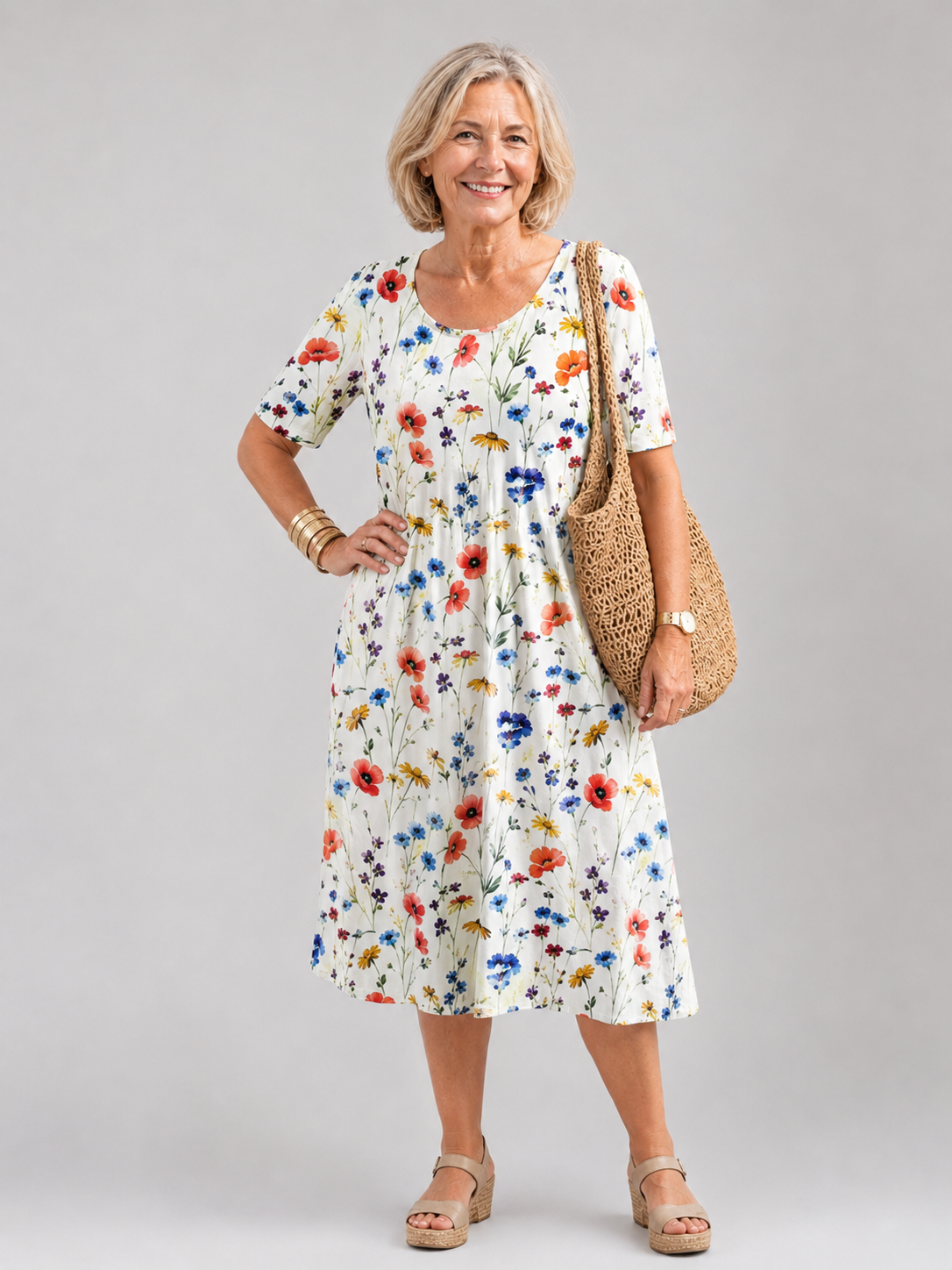 Estella™ Elegancka Kwiatowa Sukienka Midi