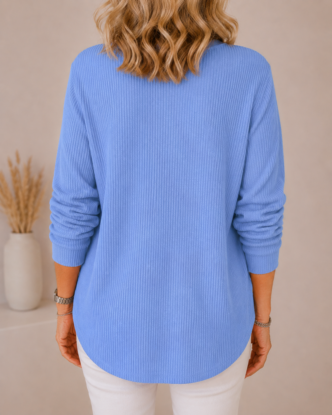 Ione™ Elegancki Prążkowany Dzianinowy Sweter
