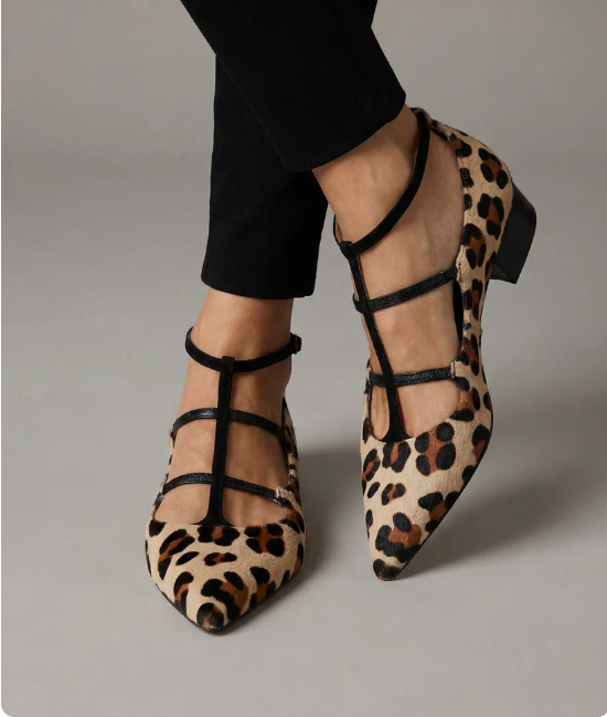 Franca | Buty na obcasie z paskiem w panterkę — zdjęcie produktu 2