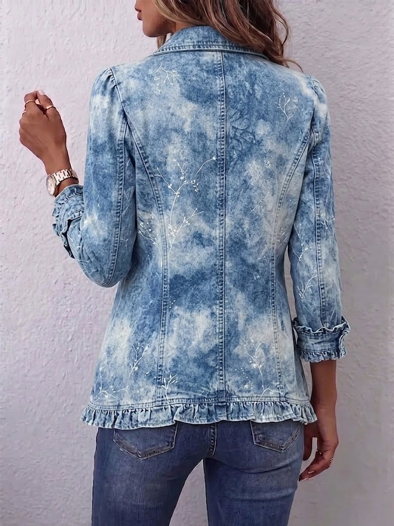 Michèle | Kurtka boho vintage z botanicznym gradientem i falbanami — zdjęcie produktu 2