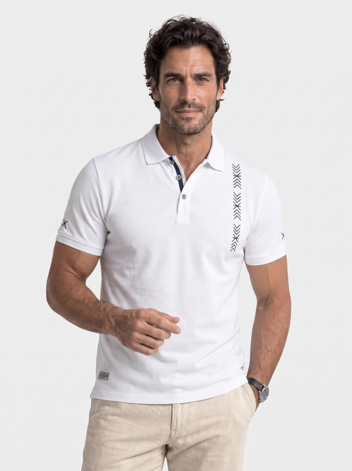 Amarante™ Elegancki Geometryczny Haft T-Shirt