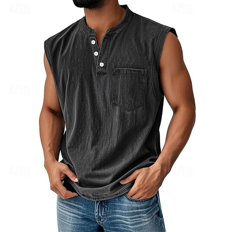 Koszulka bez rękawów TELFORD acid wash typu henley