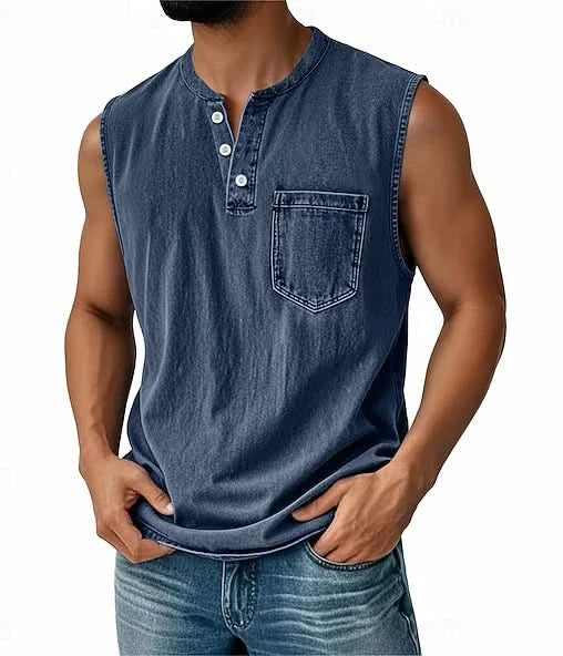 Koszulka bez rękawów TELFORD acid wash typu henley
