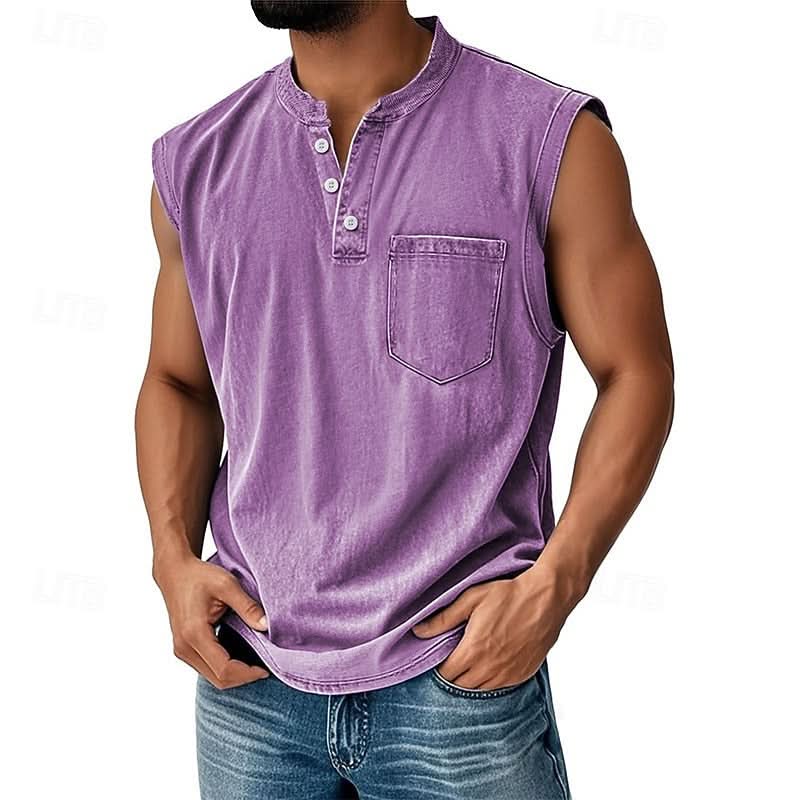 Koszulka bez rękawów TELFORD acid wash typu henley