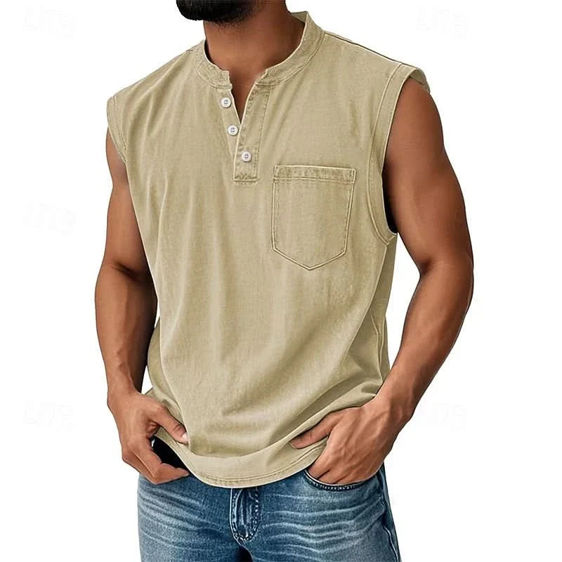 Koszulka bez rękawów TELFORD acid wash typu henley