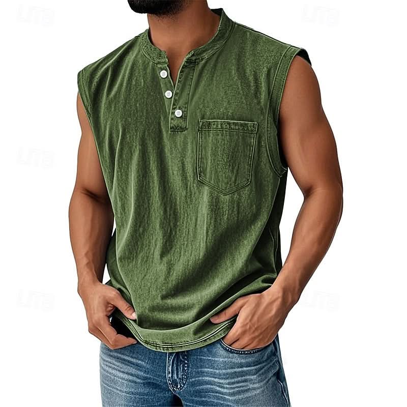 Koszulka bez rękawów TELFORD acid wash typu henley
