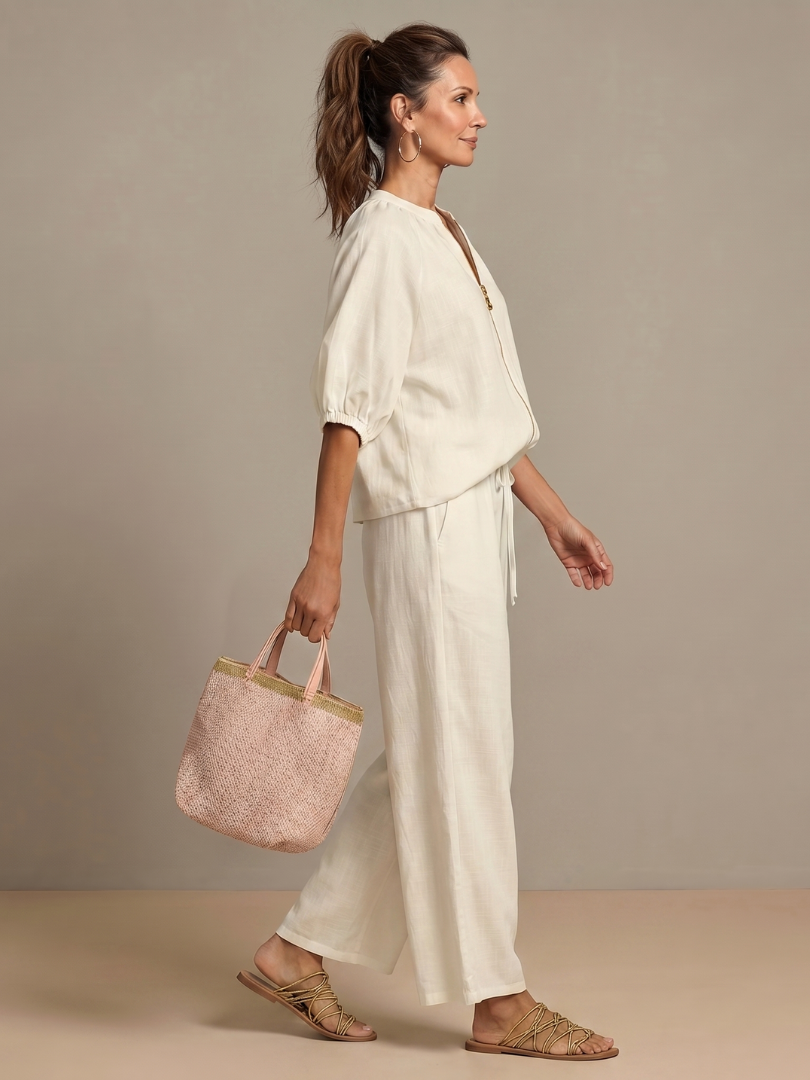 Evelyn™ Elegancki Z Szerokimi Nogawkami Set