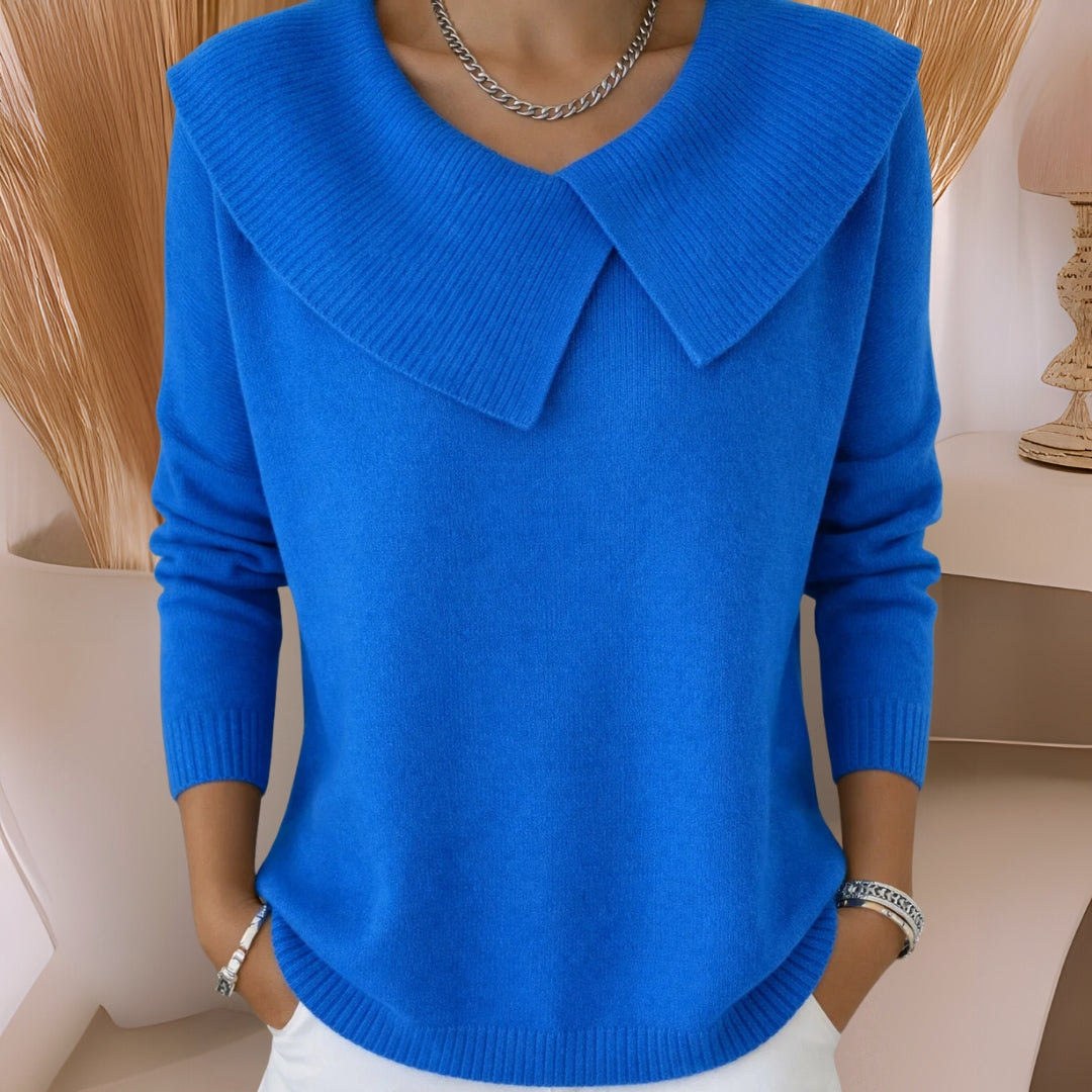 Ottilia™ Elegancki Prążkowany Kołnierz Sweter