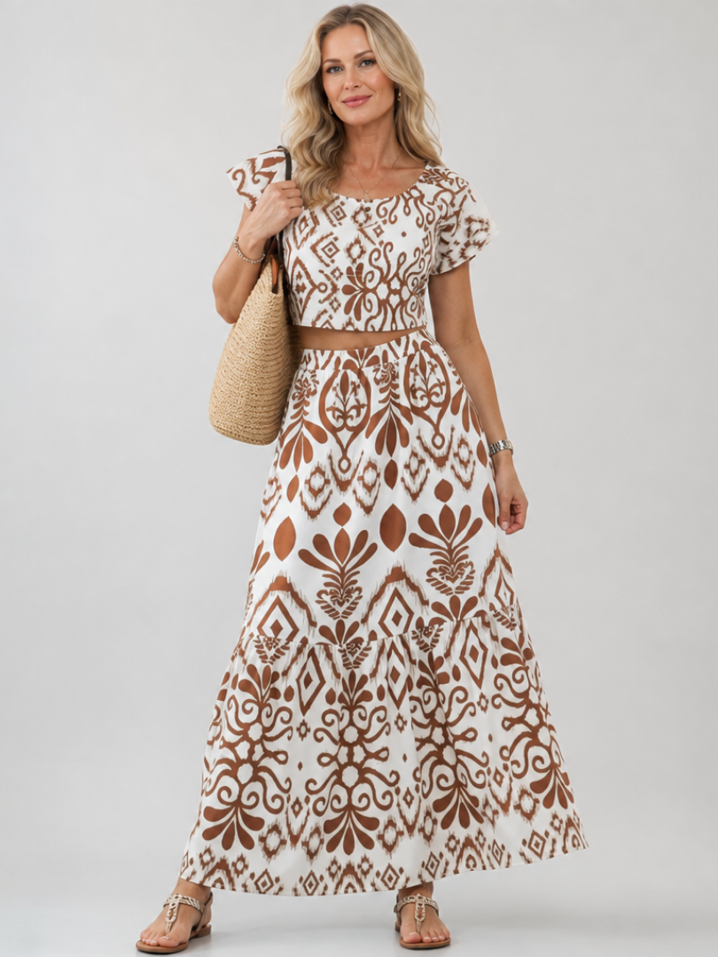 Olivia™ Elegancki Geometryczny Print Komplet
