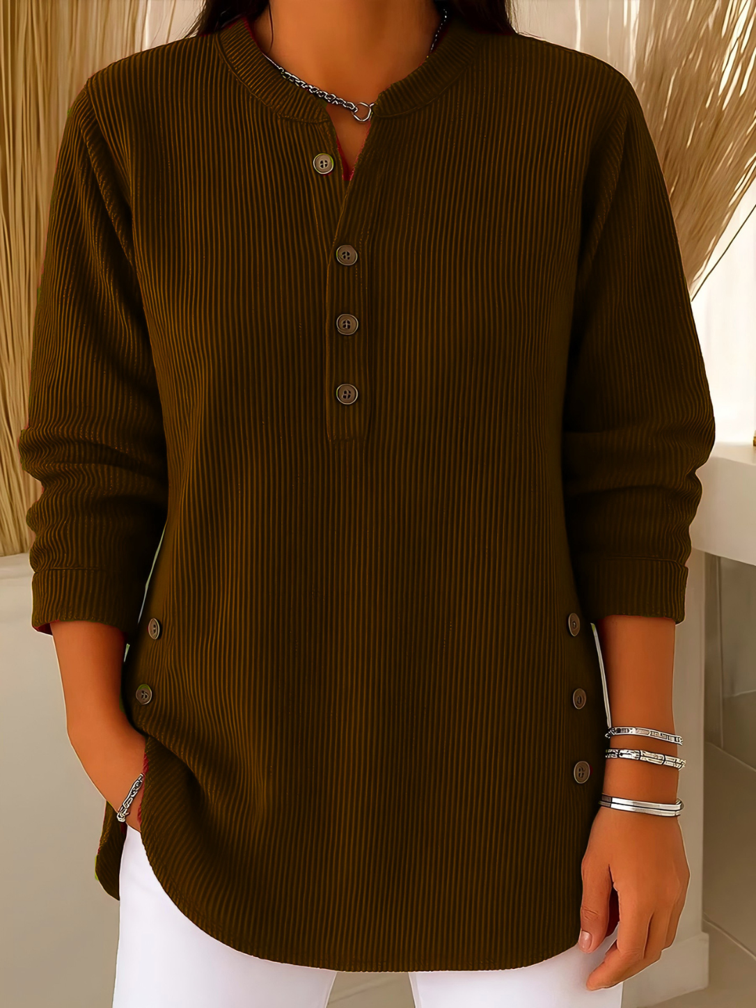 Odalia™ Wyrafinowany Prążkowany Sweter