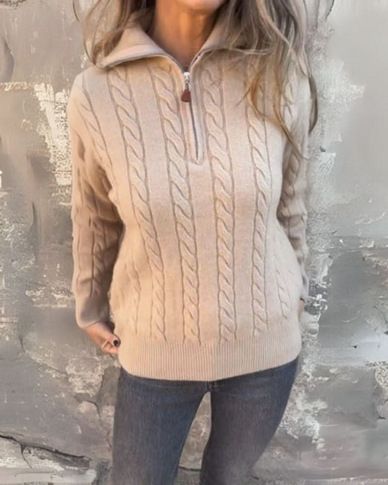 Elowen – sweter z krótkim zamkiem