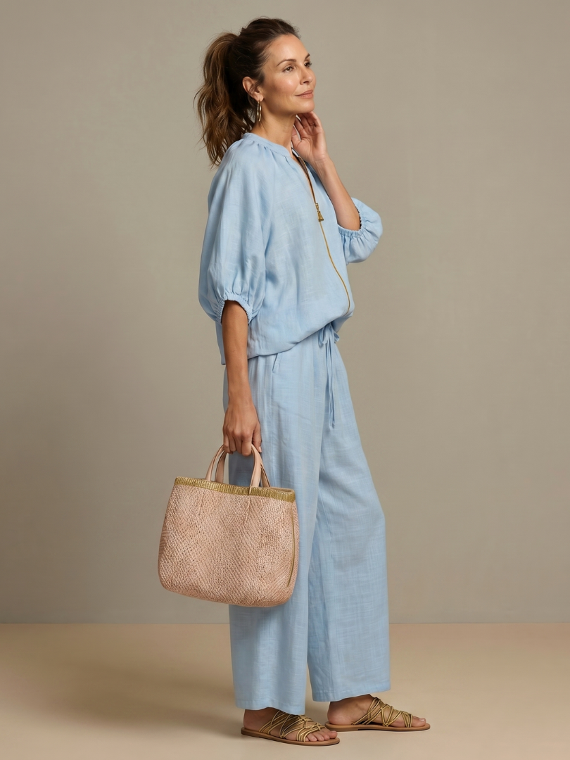 Evelyn™ Elegancki Z Szerokimi Nogawkami Set