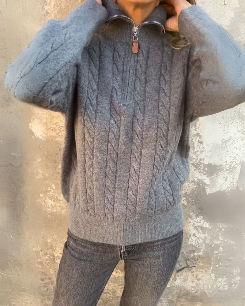 Elowen – sweter z krótkim zamkiem