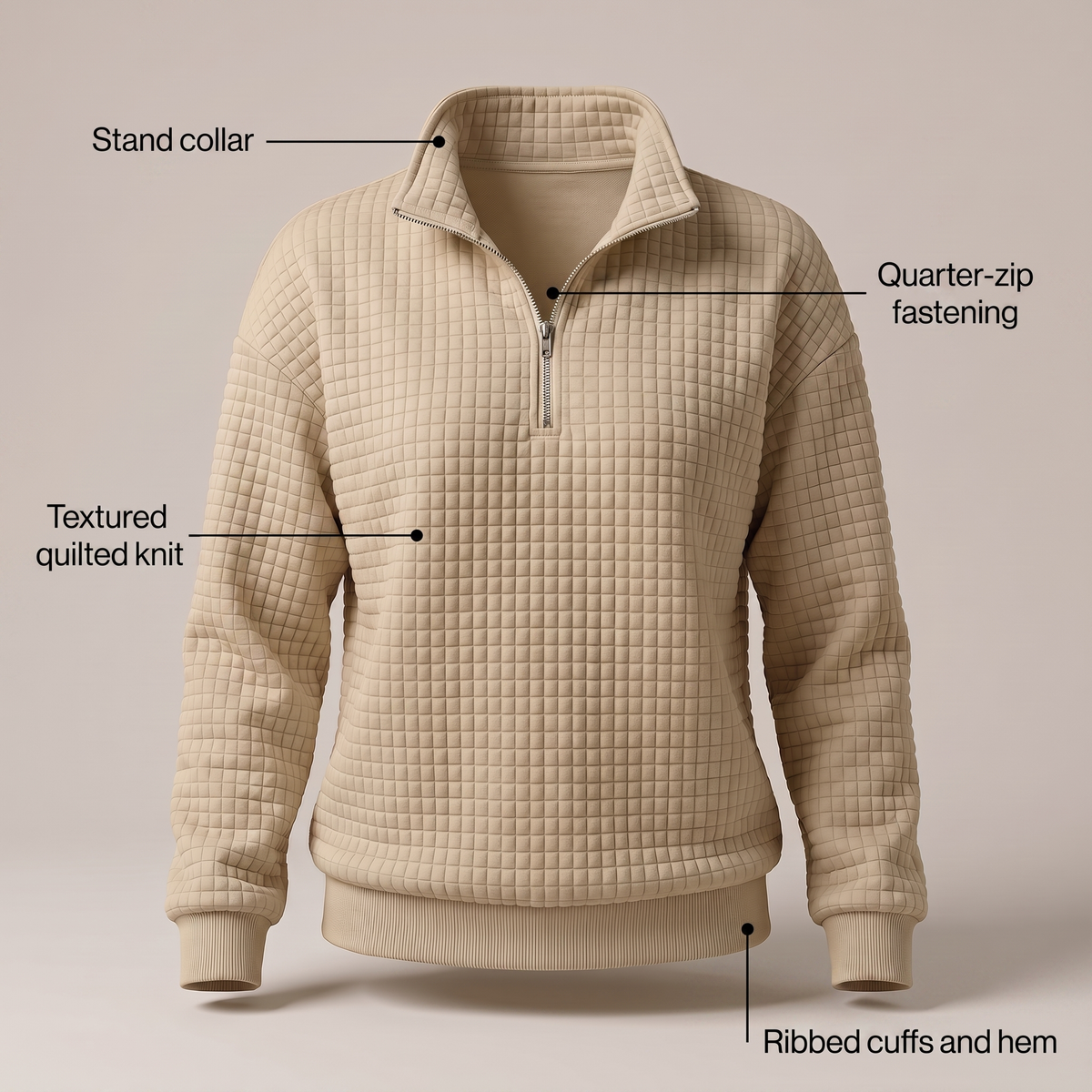 ROSALIE Teksturowany Sweter z Zamkiem
