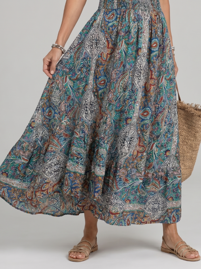 Fiorella™ Elegancka Paisleyowa Sukienka Midi
