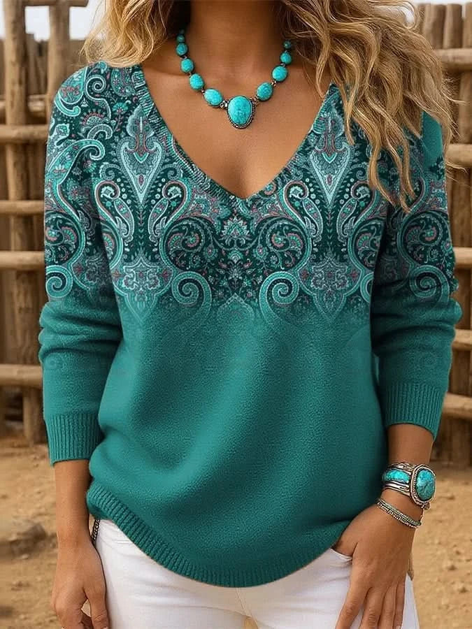 Sienna sweter codzienny z paisley