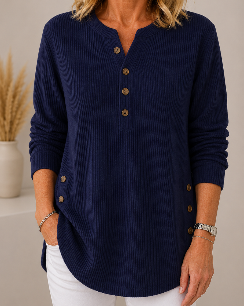 Ione™ Elegancki Prążkowany Dzianinowy Sweter