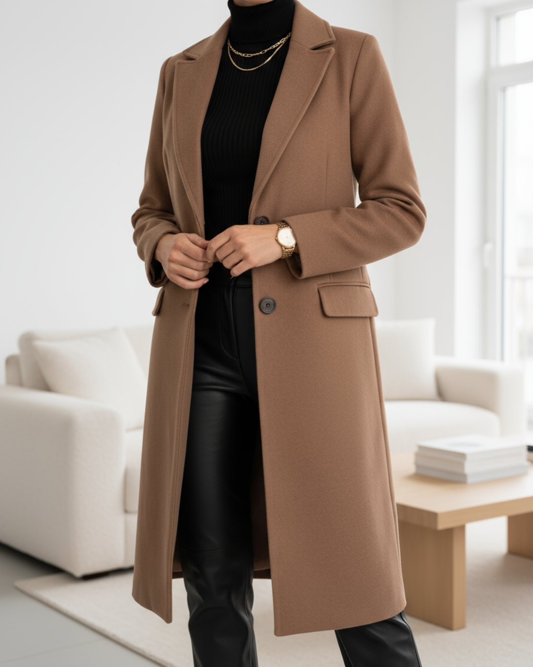 LUCIENNE Elegancki długi płaszcz