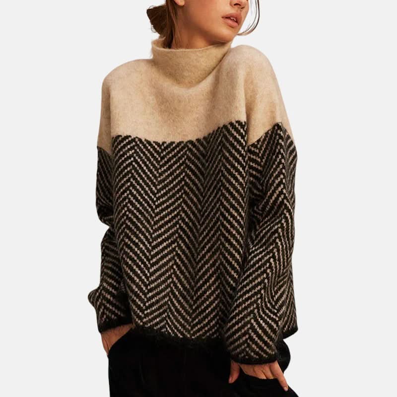 Lila Sweter z Dzianiny w Jodełkę
