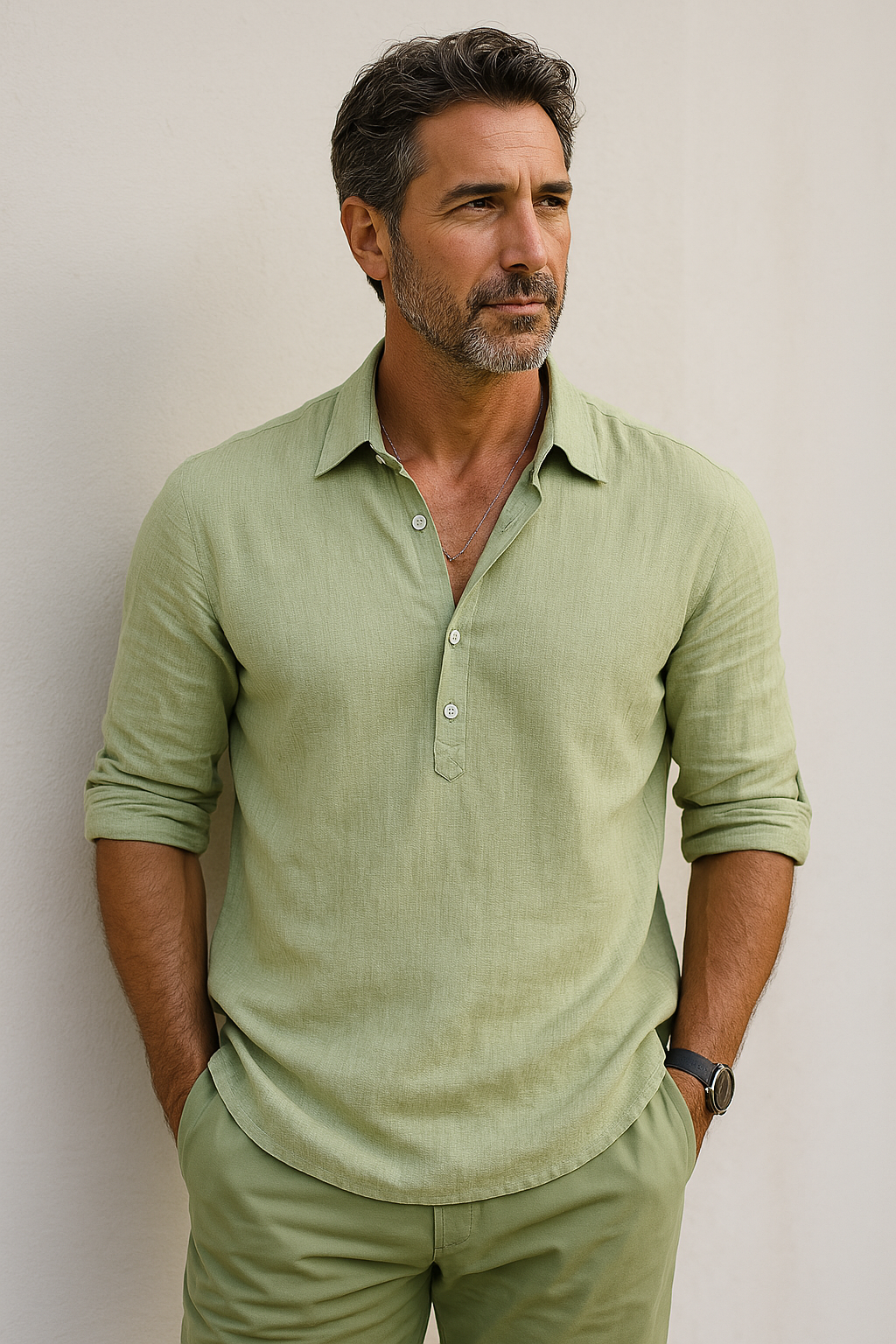 HARRISON — Lniana koszulka polo