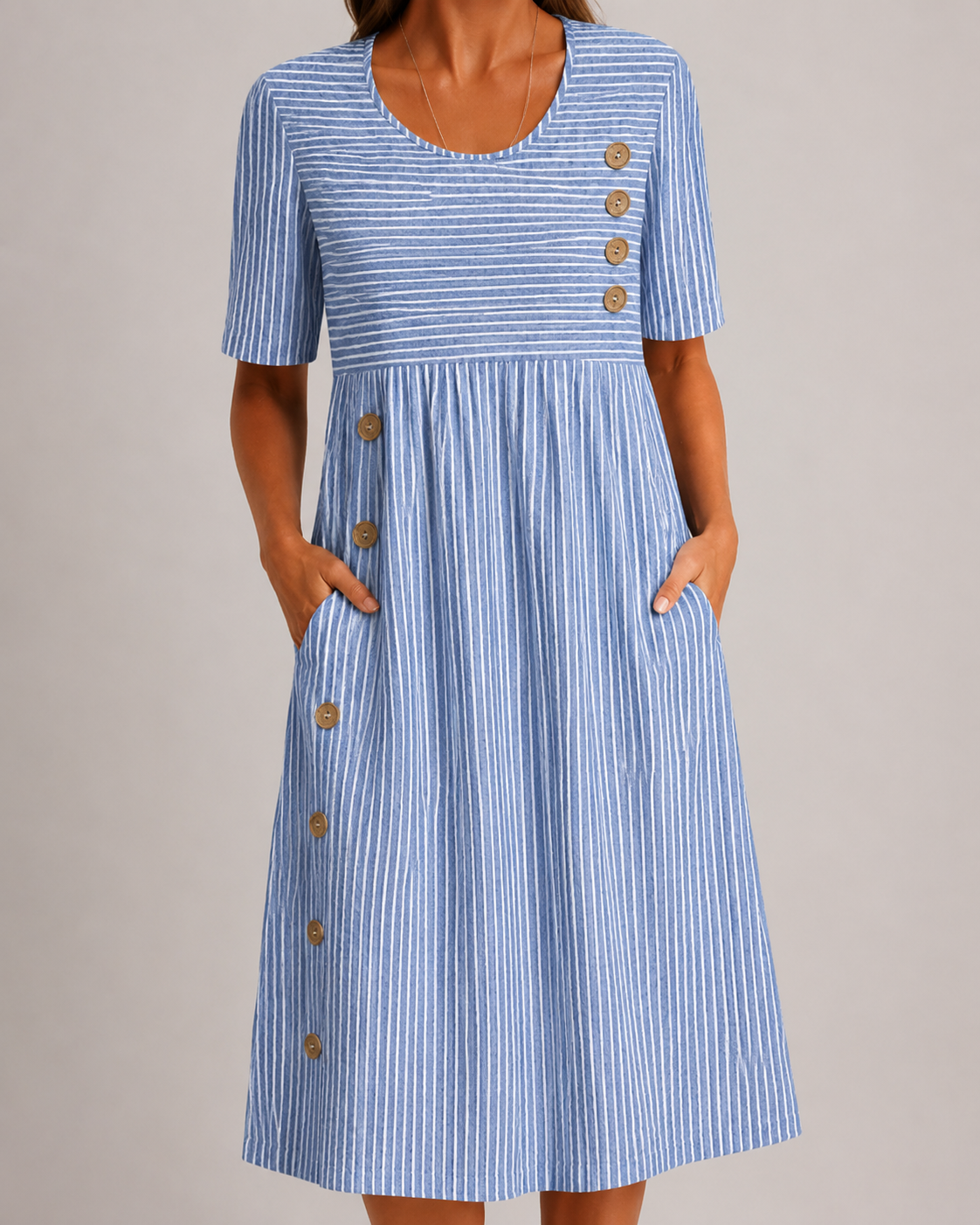 Amabel™ Elegancka Pasiasta Sukienka Midi