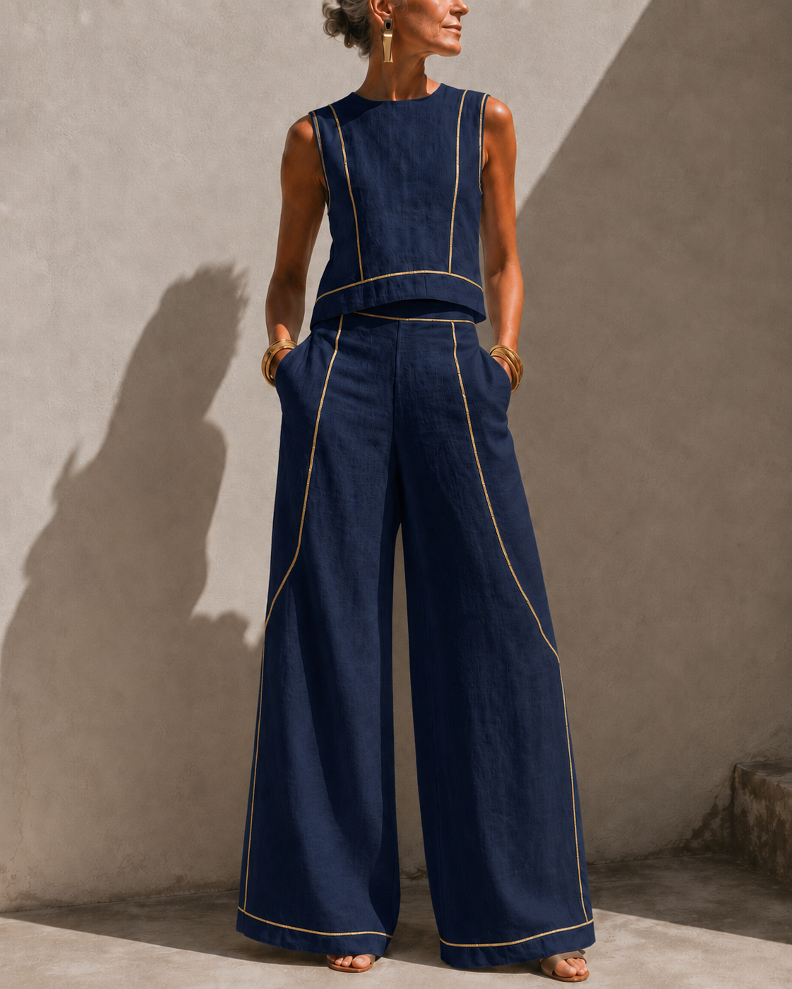 Maura™ Elegancki Kontrastowo Lamowany Komplet