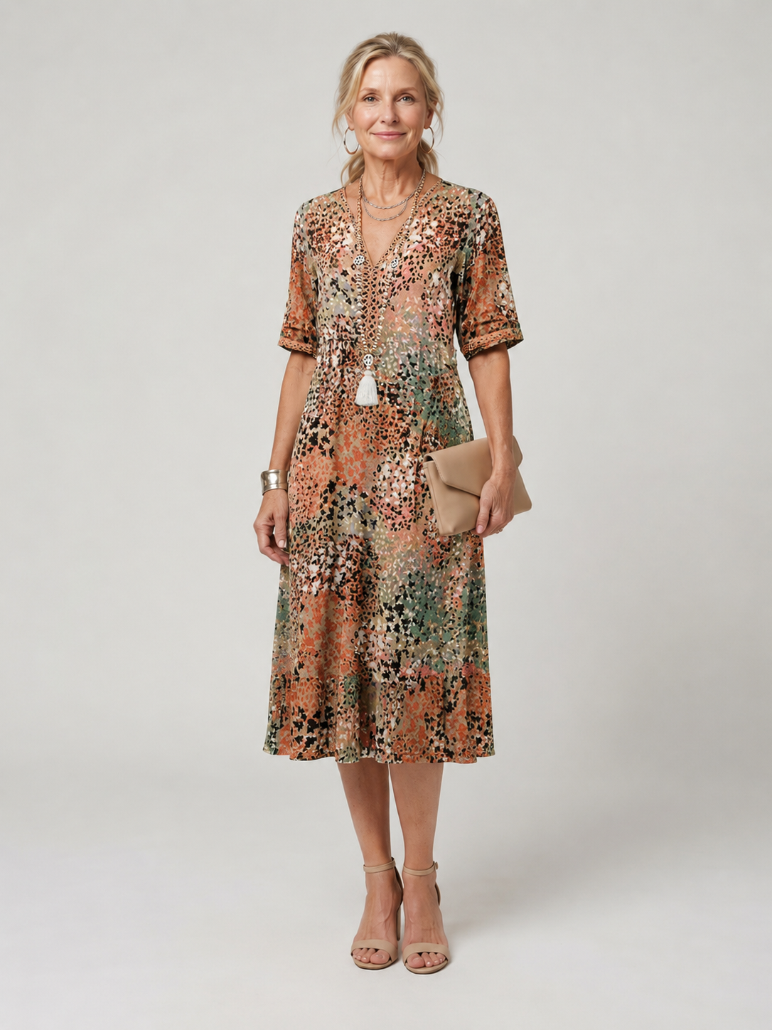 Tessa™ Elegancka Abstrakcyjna Sukienka Midi