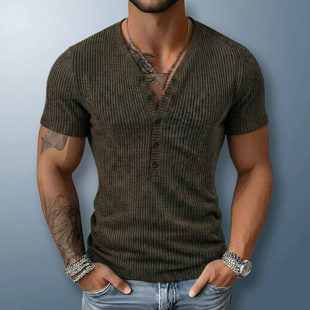 Durnford prążkowany t-shirt Henley