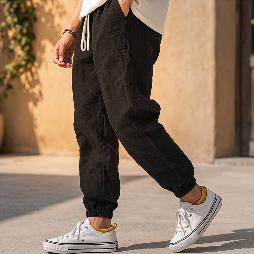 MOORHAVEN Lniane joggery podróżne