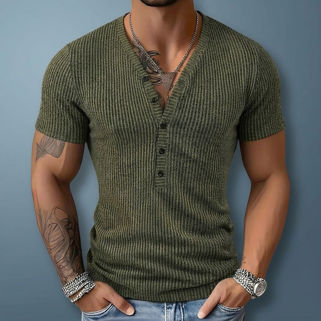 Durnford prążkowany t-shirt Henley