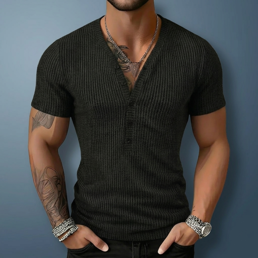 Durnford prążkowany t-shirt Henley