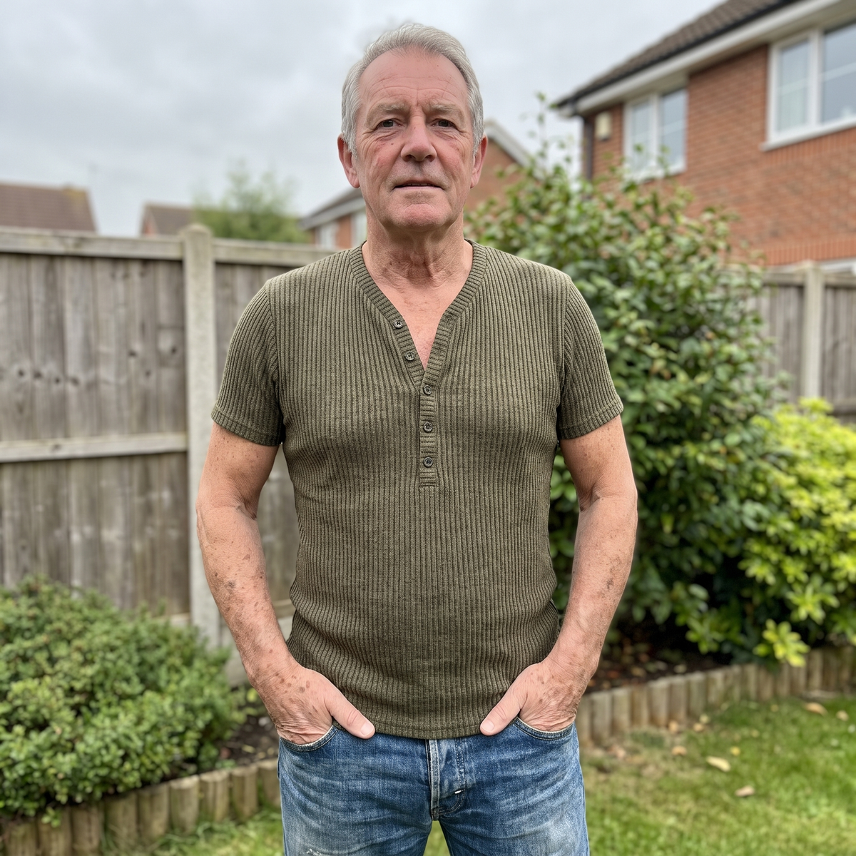 Durnford prążkowany t-shirt Henley
