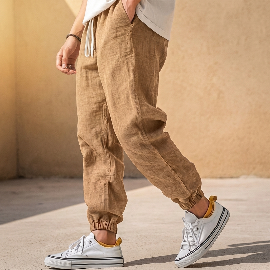 MOORHAVEN Lniane joggery podróżne