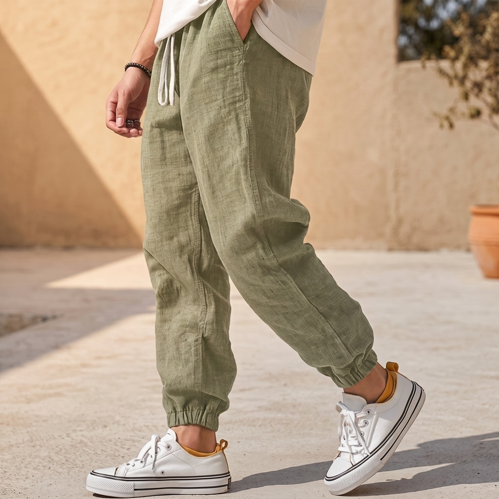 MOORHAVEN Lniane joggery podróżne