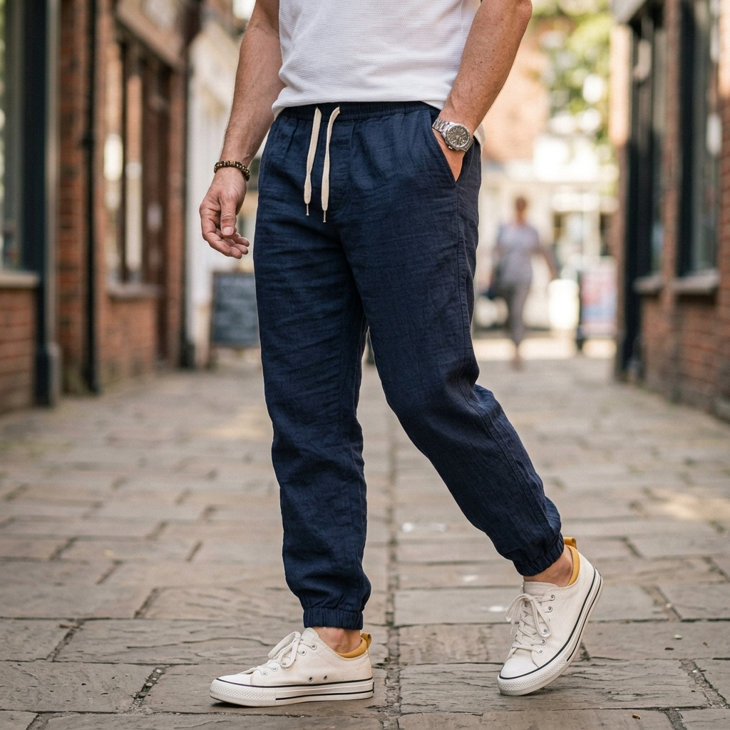 MOORHAVEN Lniane joggery podróżne