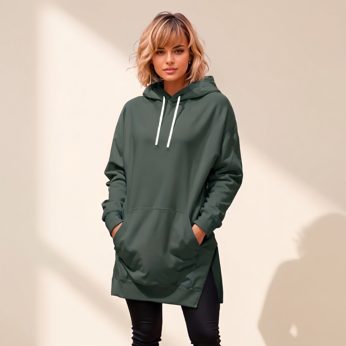 Avelmere – sukienka dresowa z miękkiej tkaniny typu fleece z kapturem