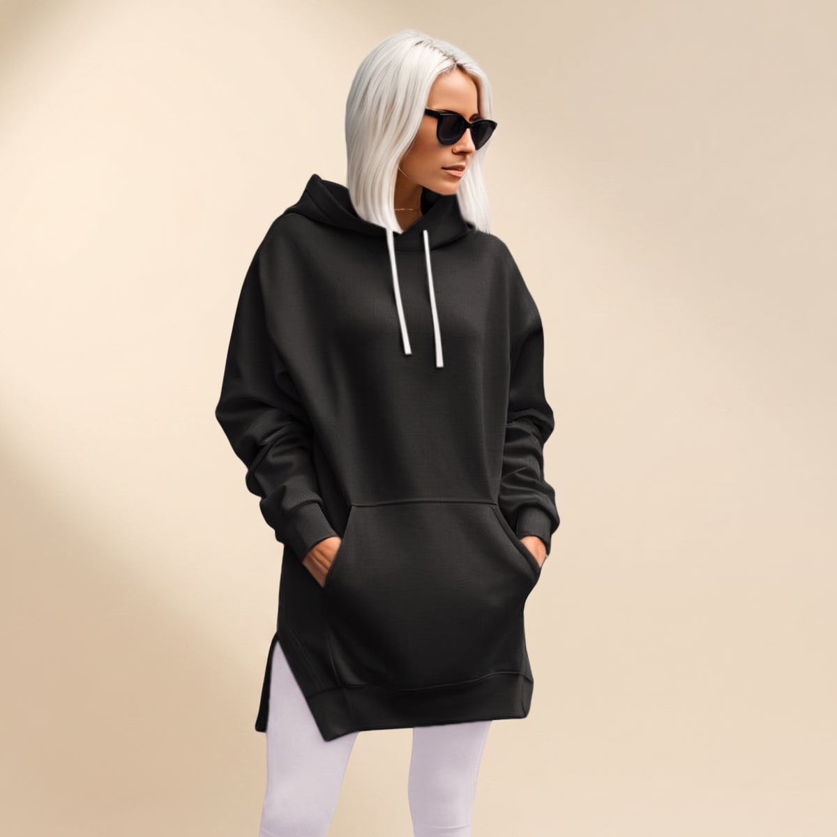 Avelmere – sukienka dresowa z miękkiej tkaniny typu fleece z kapturem