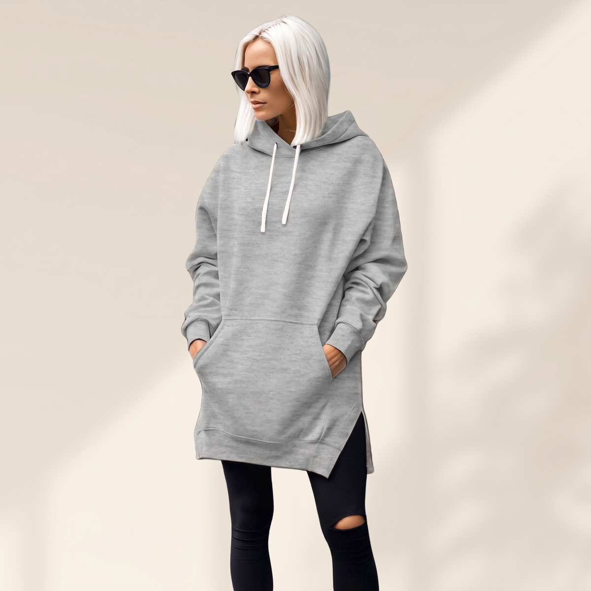 Avelmere – sukienka dresowa z miękkiej tkaniny typu fleece z kapturem