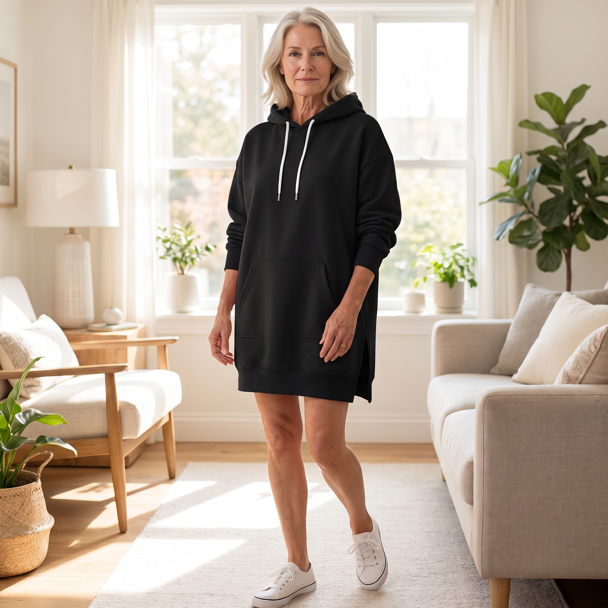 Avelmere – sukienka dresowa z miękkiej tkaniny typu fleece z kapturem