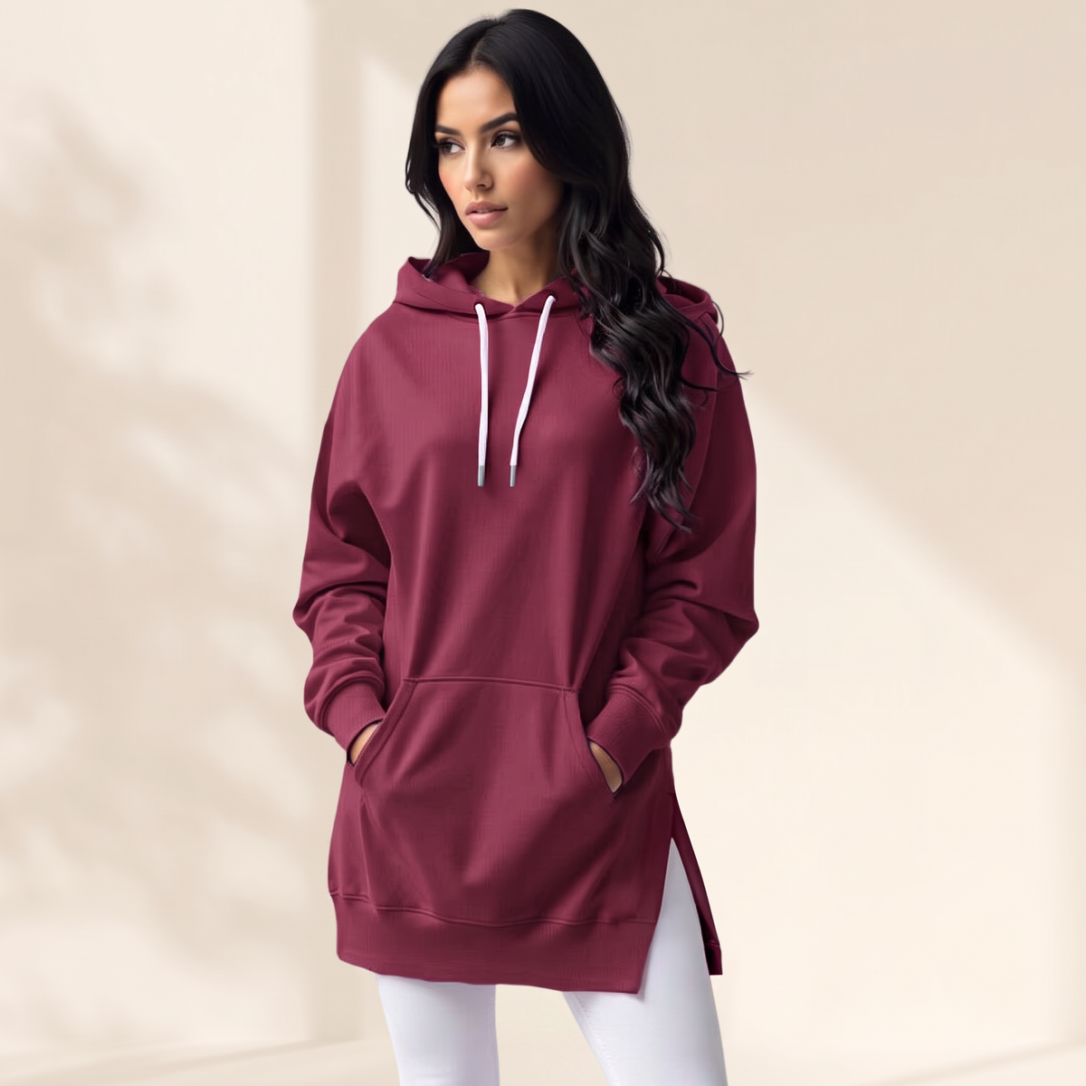 Avelmere – sukienka dresowa z miękkiej tkaniny typu fleece z kapturem
