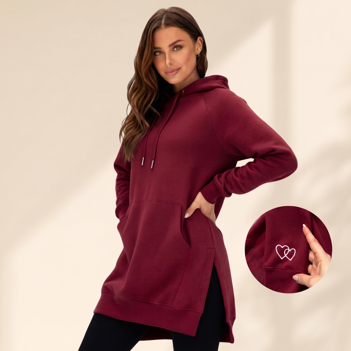 Avelmere – sukienka dresowa z miękkiej tkaniny typu fleece z kapturem