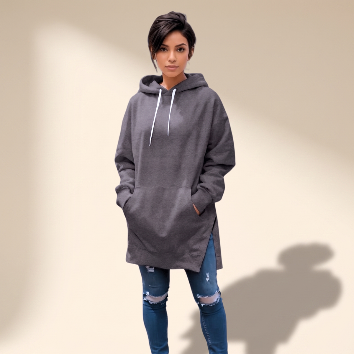 Avelmere – sukienka dresowa z miękkiej tkaniny typu fleece z kapturem