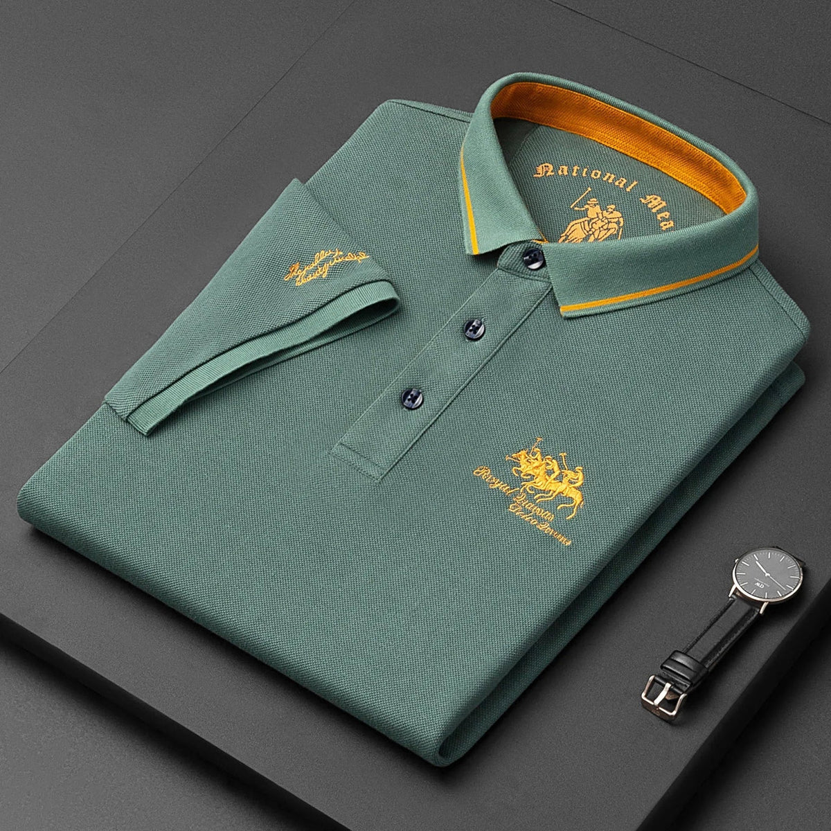 Aurelia™ Elegancka Kontrastowo Lamowana Koszulka Polo